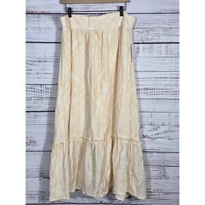Wonderfly womens maxi skirt NWT light yellow and cream boho tiered flowy PXL